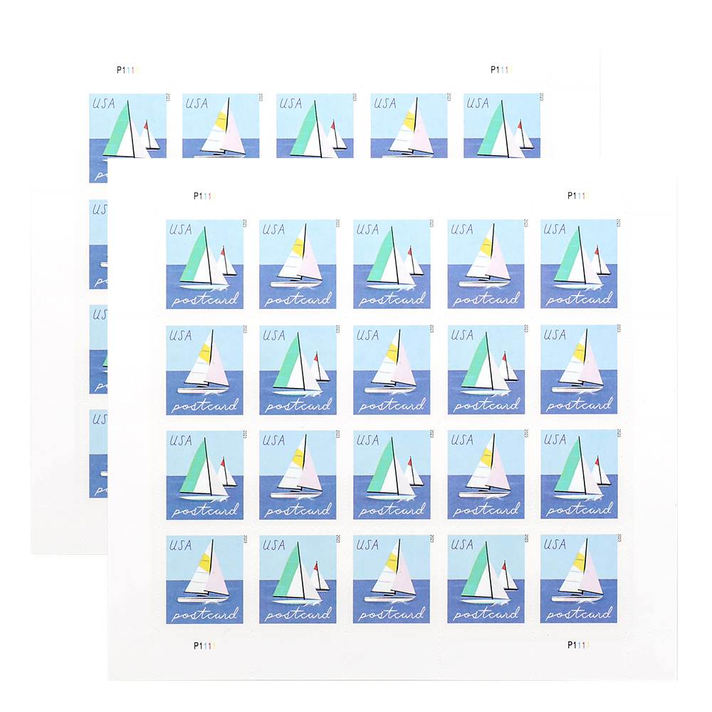 sailboats postcard stamps